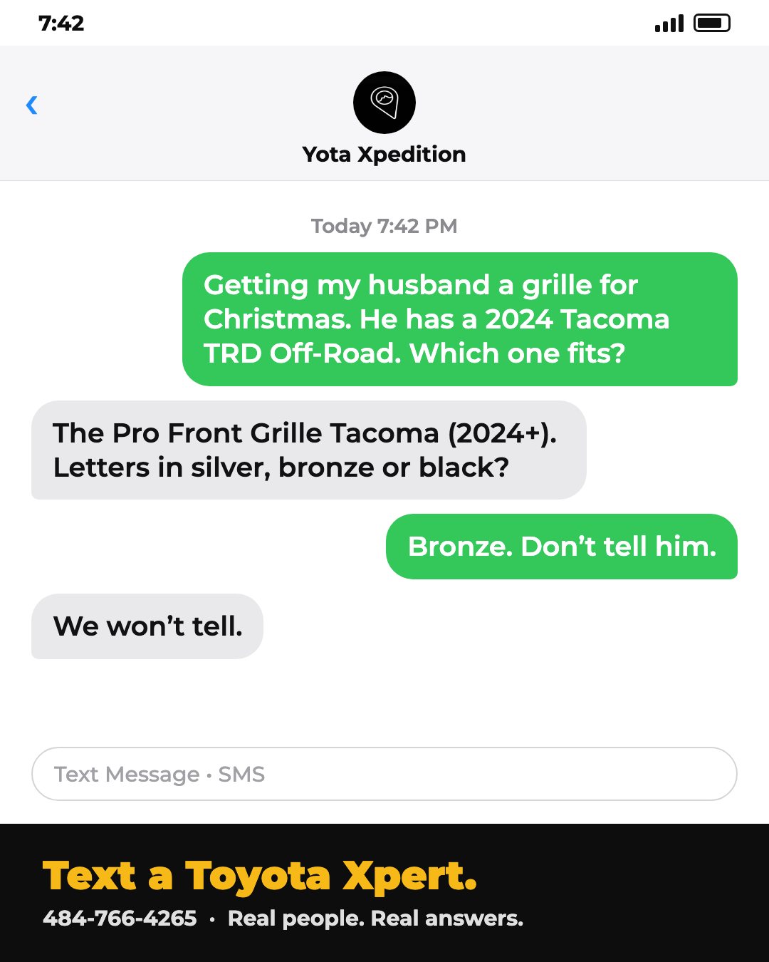 Text a Toyota Xpert ad